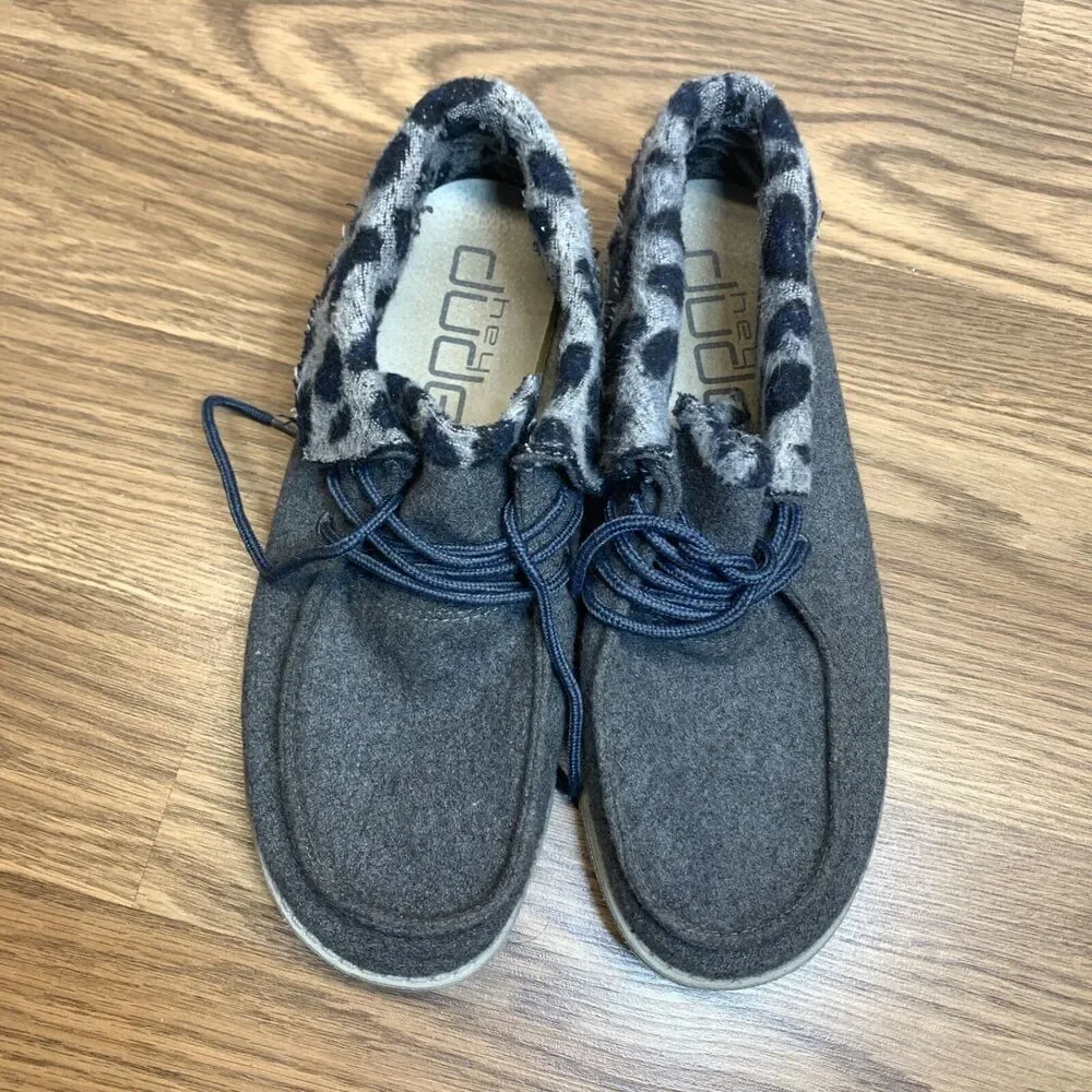 Hey Dude Shoes Womens 11 Britt‎ Casual Sneakers Gray Cheetah Casual 121773139